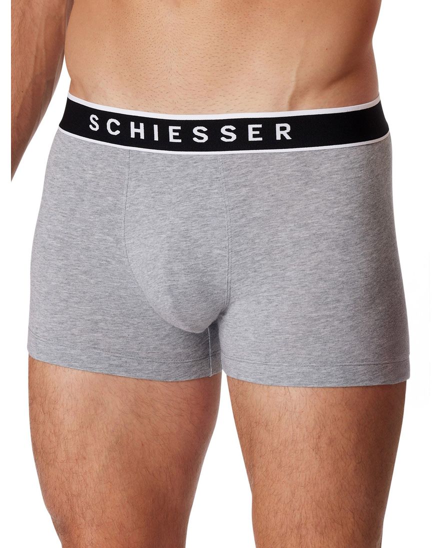 Schiesser boxershorts 95/5 grijs 3-pack katoen