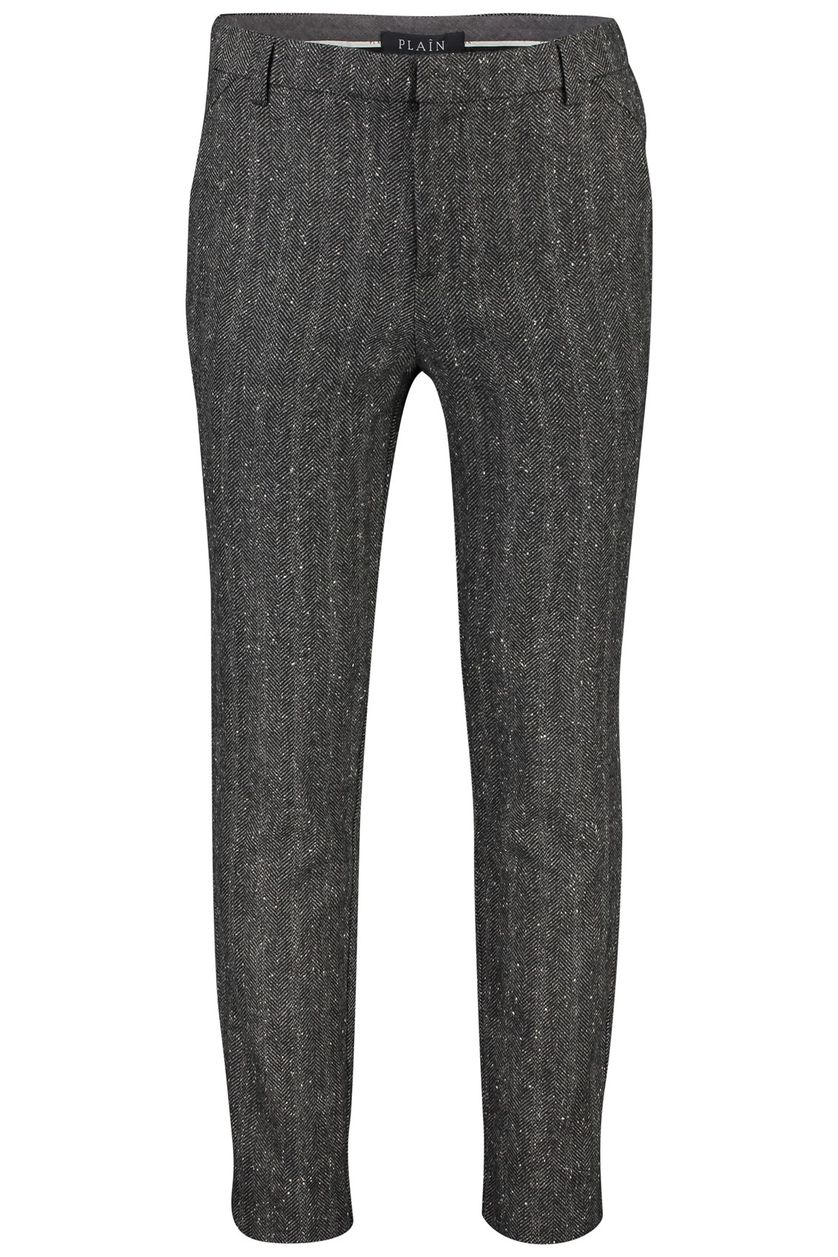 Plain katoenen broek zwart wol