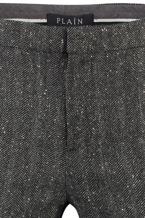 Plain katoenen broek zwart wol