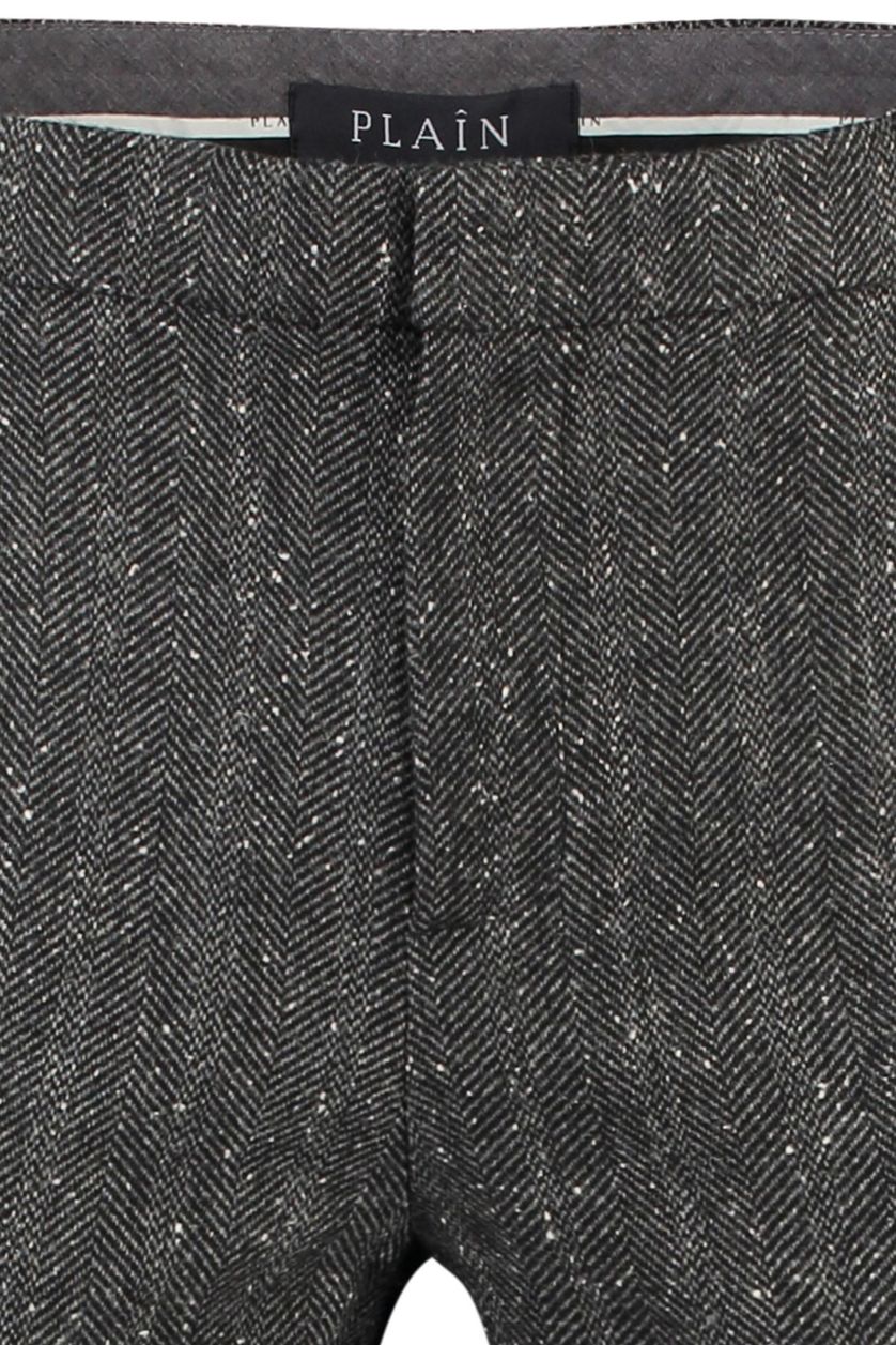 Plain katoenen broek zwart wol