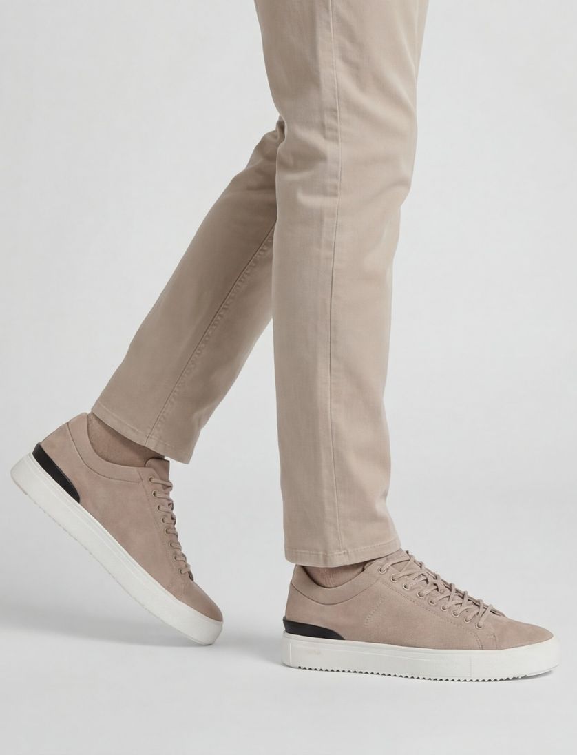 Blackstone sneakers effen leer beige