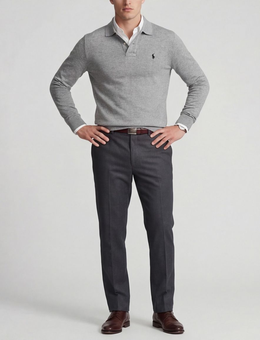 Polo Ralph Lauren trui effen grijs katoen normale fit