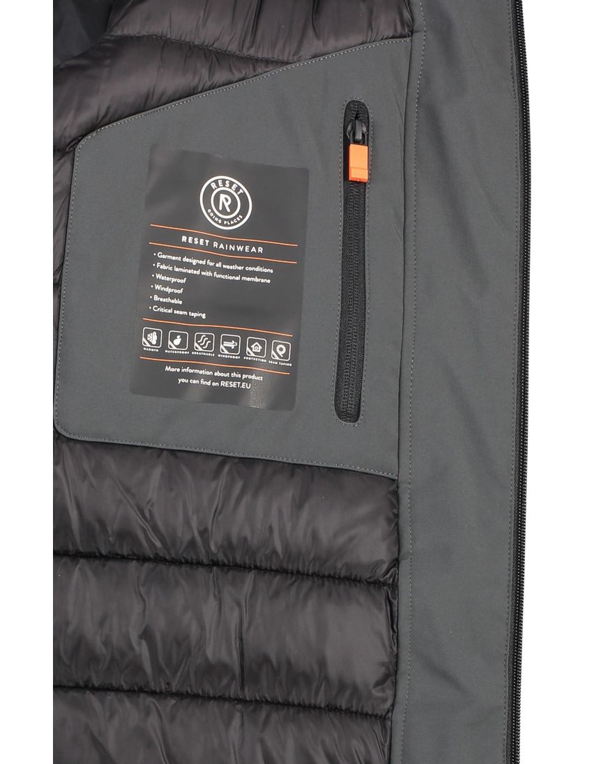 Winterjas Reset James metaal grijs met capuchon