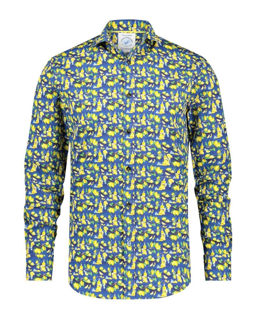 Overhemd A Fish Named Fred Blauw gele citroenen