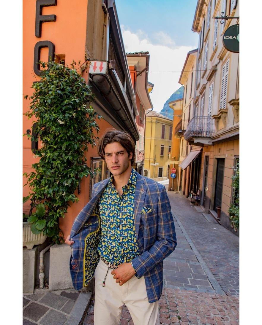 Overhemd A Fish Named Fred Blauw gele citroenen