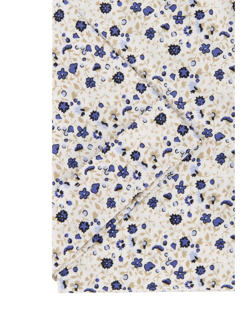 Ledub overhemd Modern Fit blauw dessin korte mouw