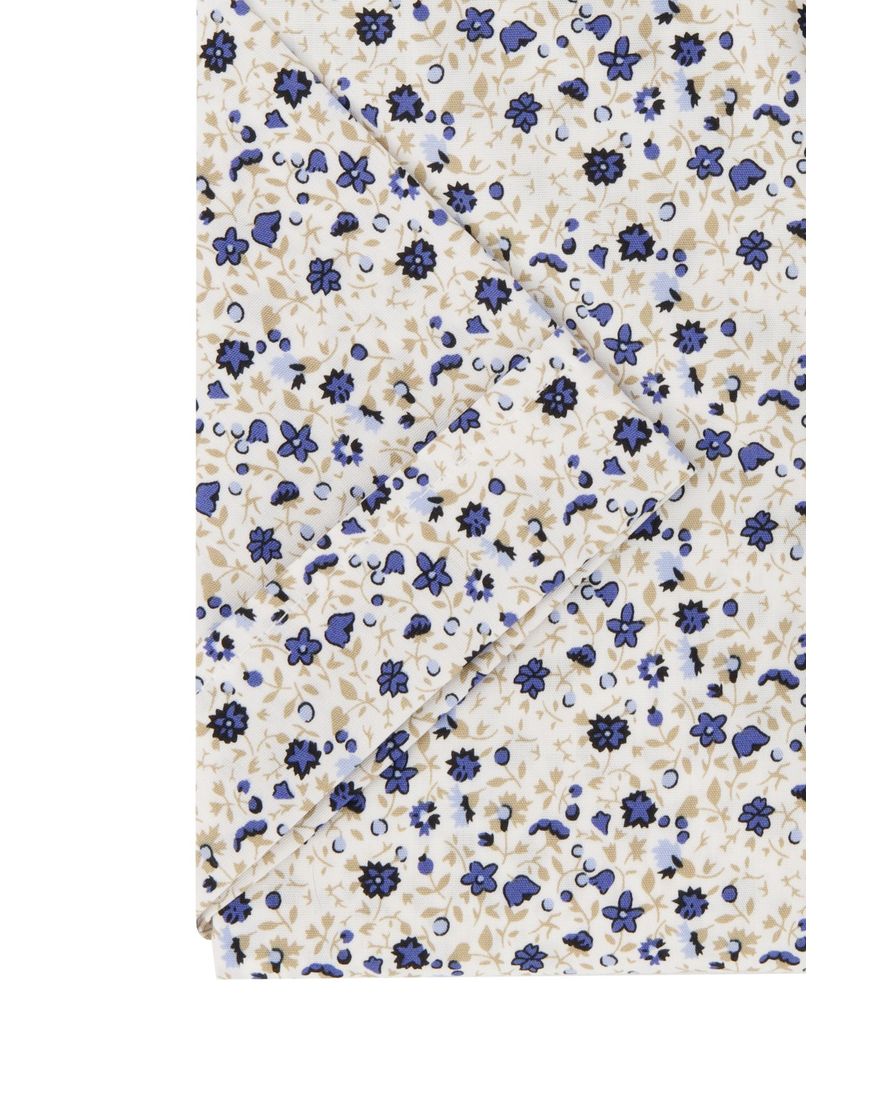 Ledub overhemd Modern Fit blauw dessin korte mouw