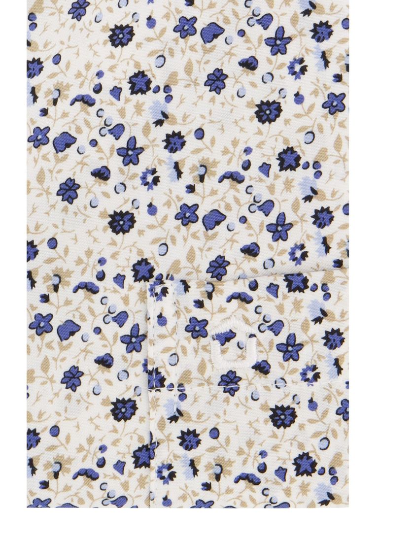 Ledub overhemd Modern Fit blauw dessin korte mouw