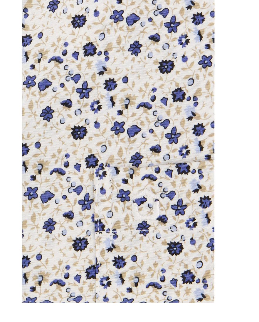 Ledub overhemd Modern Fit blauw dessin korte mouw