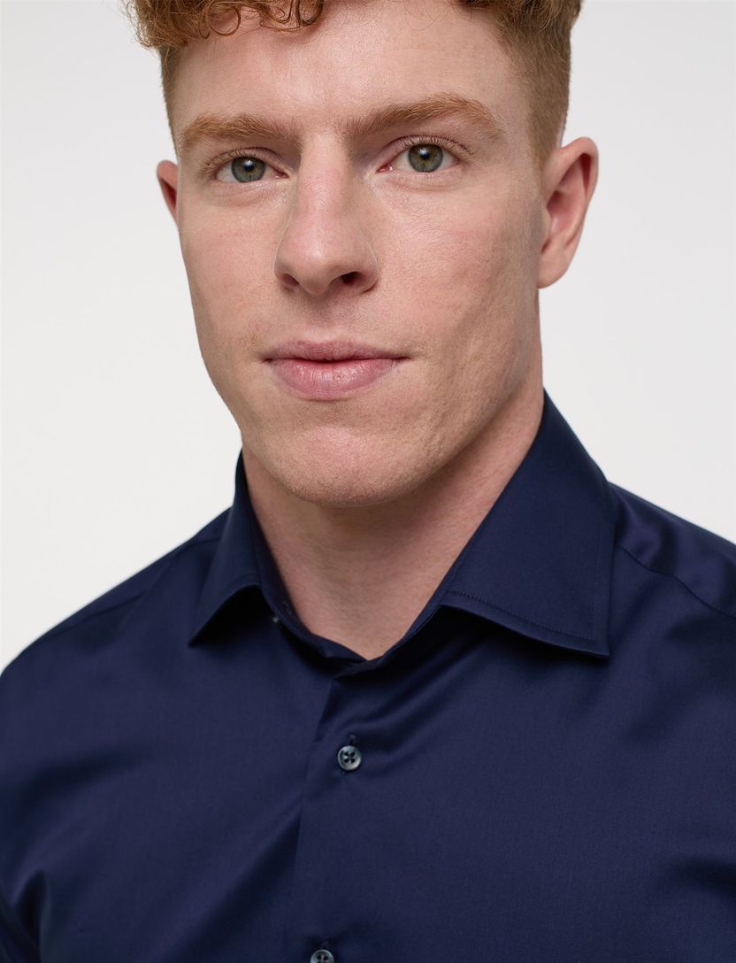 Eterna overhemd normale fit donkerblauw katoen