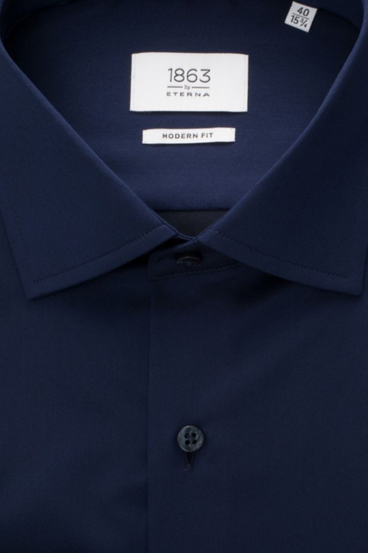 Eterna overhemd normale fit donkerblauw katoen