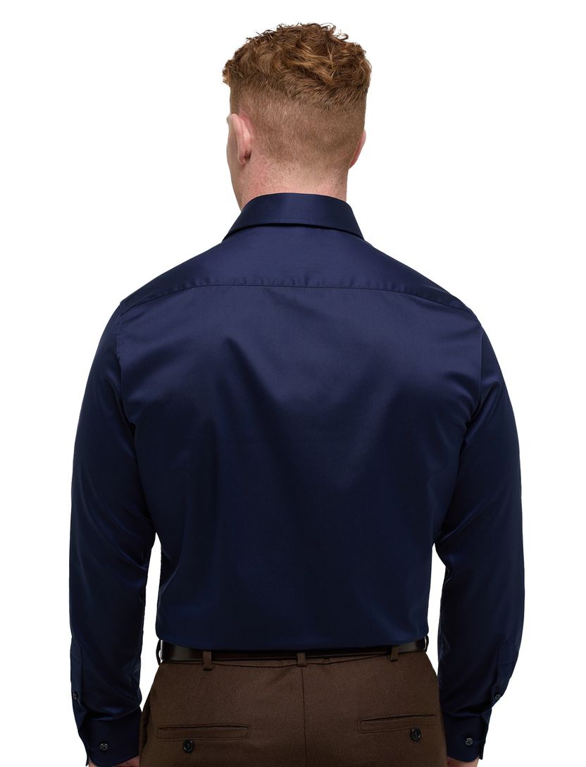 Eterna overhemd normale fit donkerblauw katoen