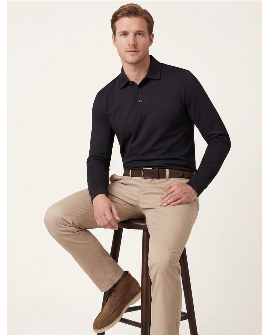 BOSS Pado polo regular fit zwart katoen