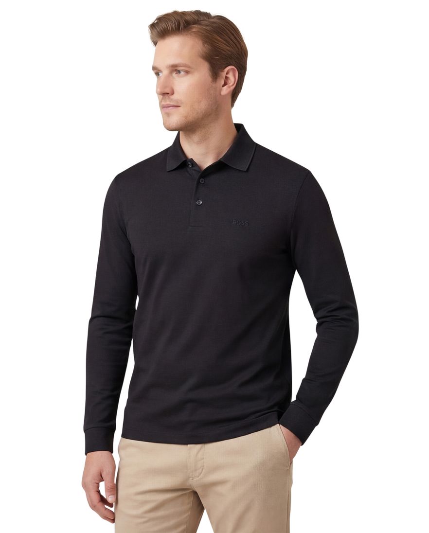 BOSS Pado polo regular fit zwart katoen