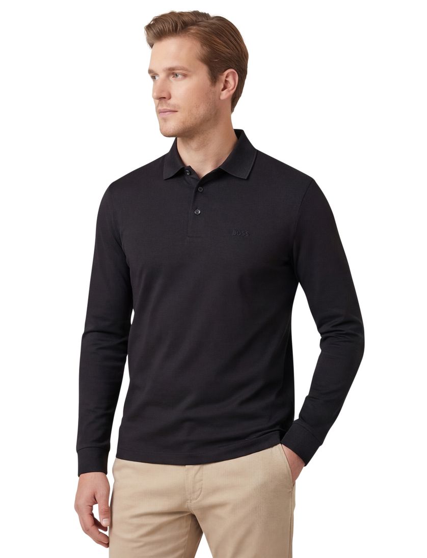 Regular fit BOSS Pado polo zwart katoen