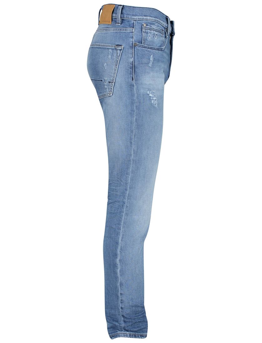 Butcher of Blue pantalon lichtblauw effen denim, katoen