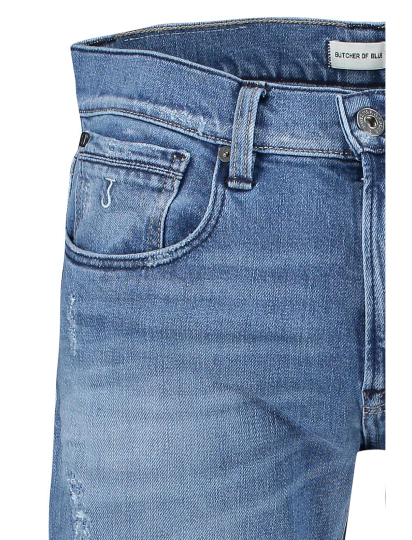 Butcher of Blue pantalon lichtblauw effen denim, katoen