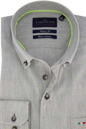 Overhemd Portofino Regular Fit grijs printje