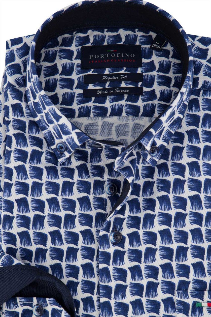 Donkerblauw overhemd Portofino Regular Fit