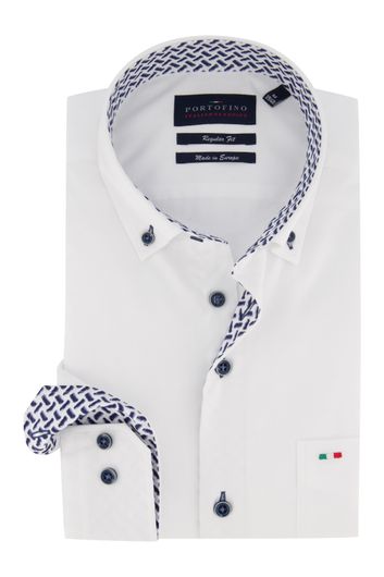 Mouwlengte 7 overhemd Portofino Regular Fit wit