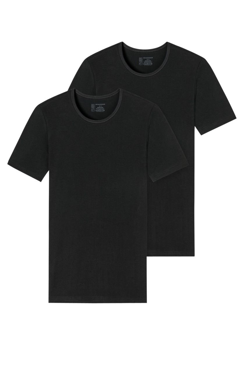 Schiesser t-shirt zwart 95/5 2-pack 