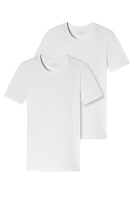 Schiesser 95/5 t-shirt Schiesser ondergoed aanbieding wit effen 2-pack