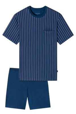 Schiesser Pyjama kort heren blauw gestreept Schiesser