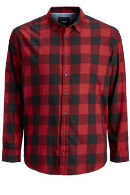 Jack & Jones Jack & Jones casual overhemd Plus Size wijde fit rood geruit katoen