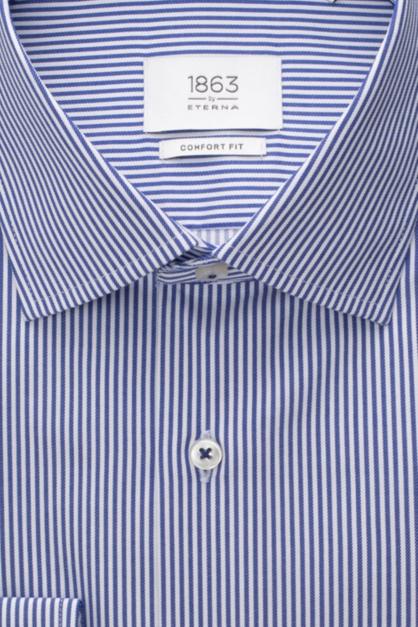 Eterna business overhemd Comfort Fit blauw gestreept katoen wijde fit