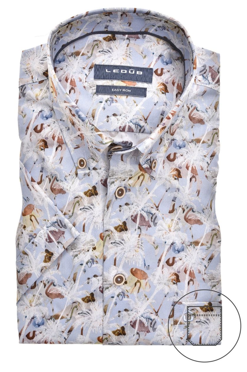 Overhemd Ledub korte mouwen borstzak print