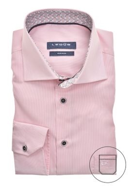 Ledub Ledub overhemd roze strijkvrij Modern Fit