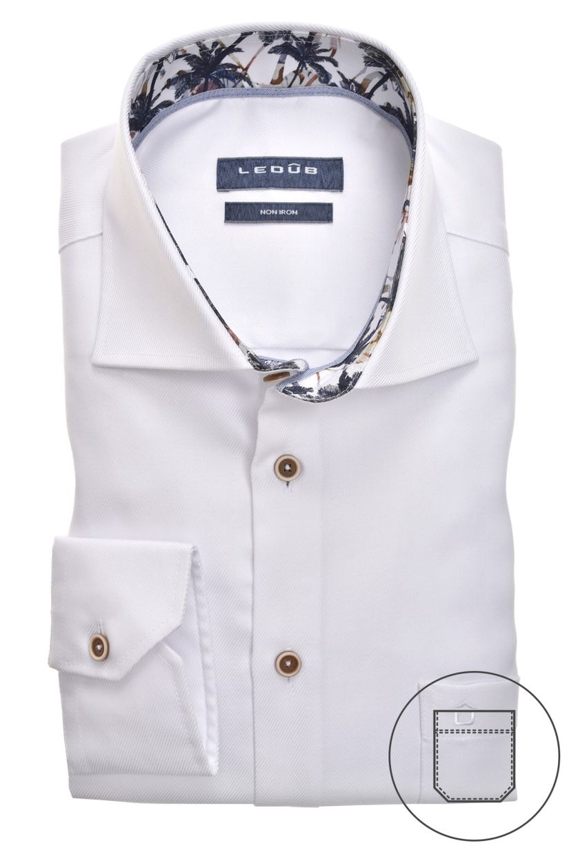 Strijkvrij Ledub overhemd wit met wide spread boord