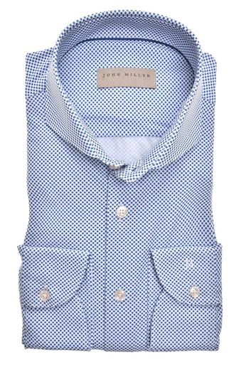 John Miller business overhemd John Miller Slim Fit slim fit donkerblauw geprint 