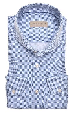 John Miller John Miller business overhemd John Miller Slim Fit slim fit donkerblauw geprint 