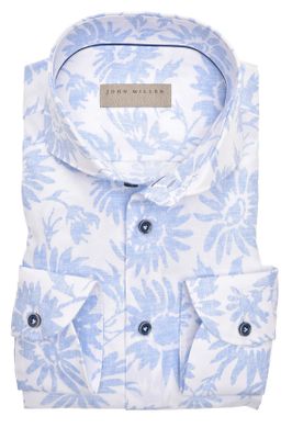 John Miller John Miller business overhemd Slim Fit lichtblauw geprint katoen