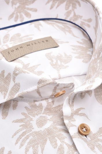 Overhemd John Miller strijkvrij bloemenprint beige