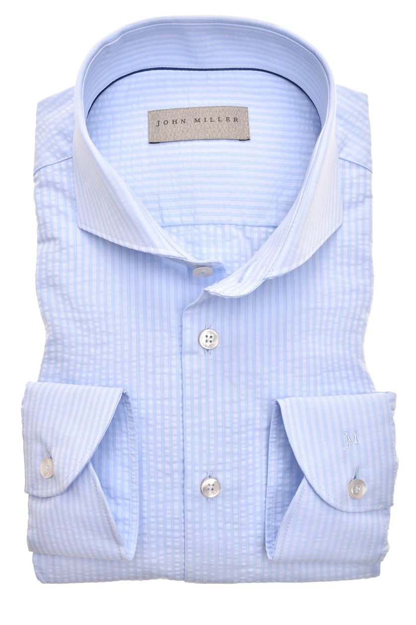 John Miller business overhemd John Miller Tailored Fit normale fit blauw gestreept katoen