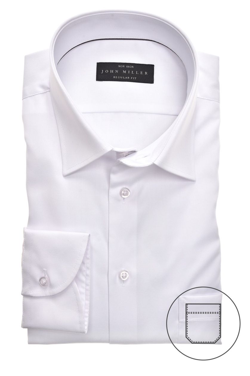 Overhemd John Miller wit Regular Fit strijkvrij