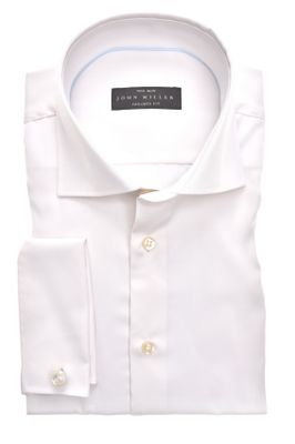 John Miller John Miller Tailored Fit overhemd zakkelijk effen wit katoen