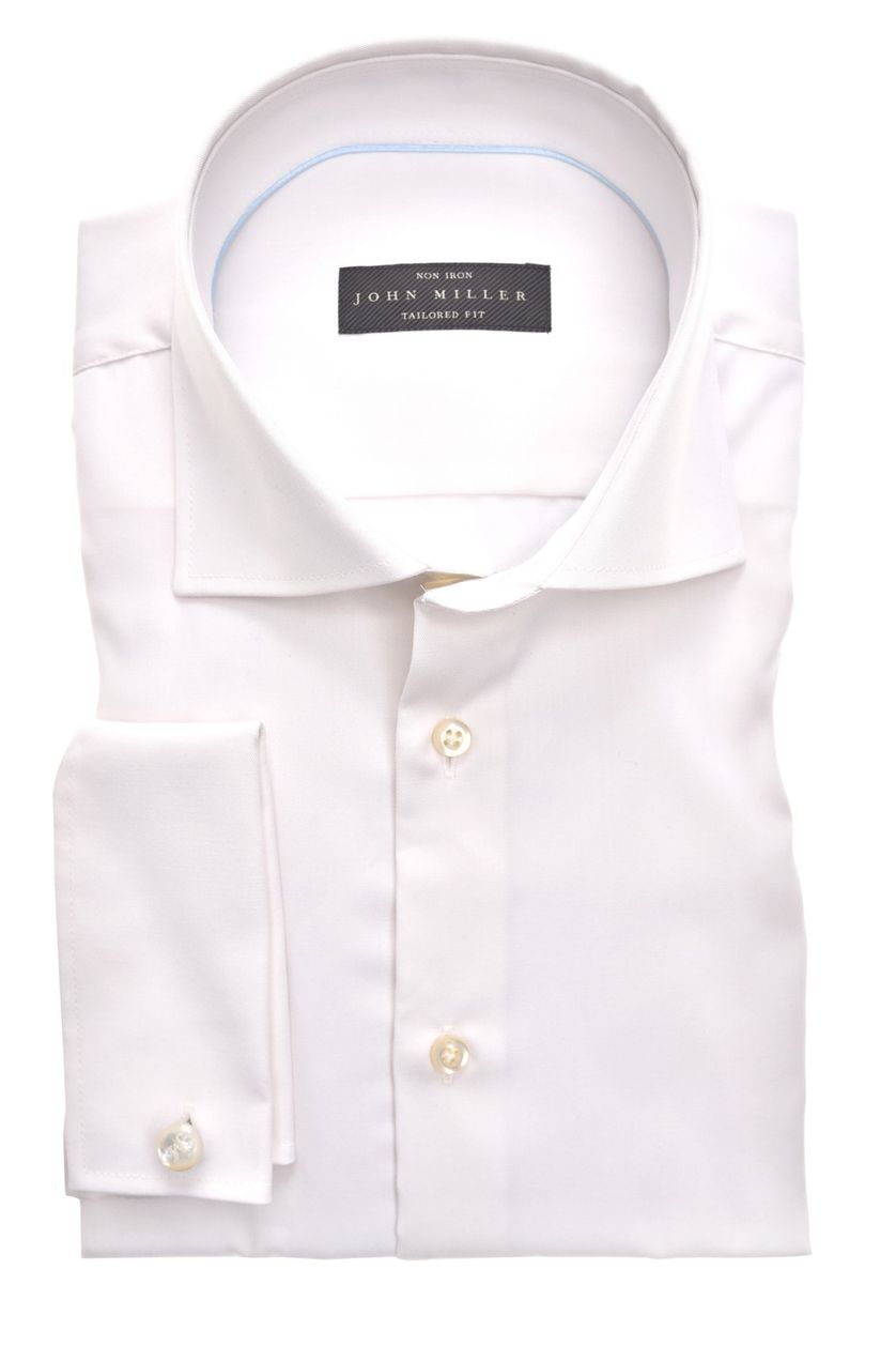 John Miller Tailored Fit overhemd zakkelijk effen wit katoen