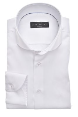 John Miller John Miller overhemd mouwlengte 7  wit strijkvrij katoen Slim Fit