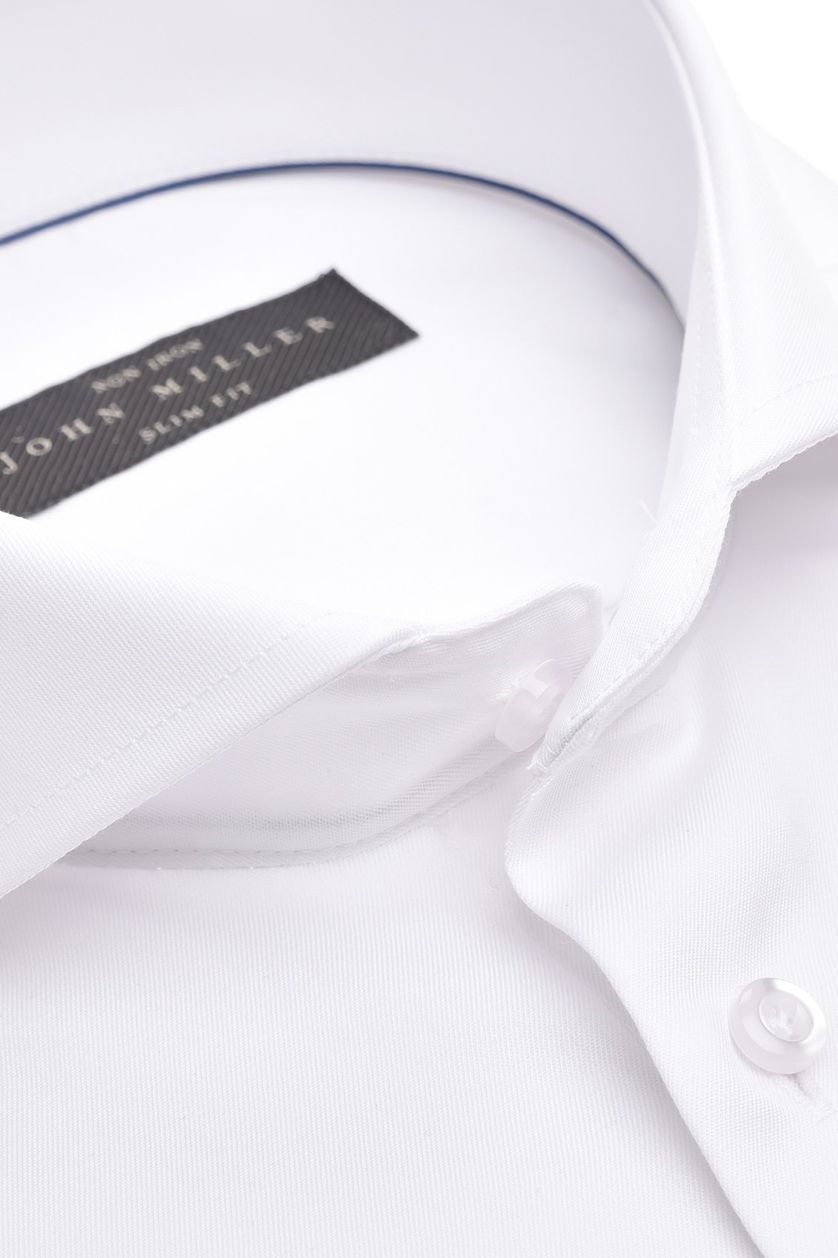 John Miller overhemd mouwlengte 7  wit strijkvrij katoen Slim Fit
