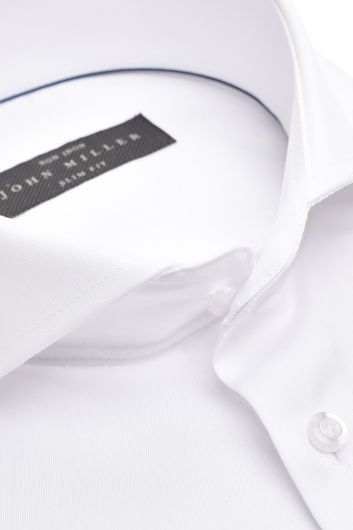 John Miller slim fit overhemd mouwlengte 7 wit effen katoen