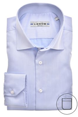 Ledub Mouwlengte 7 overhemd Ledub met borstzak blauw 100% katoen