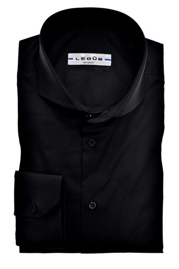 Overhemd Ledub Modern Fit stretch zwart