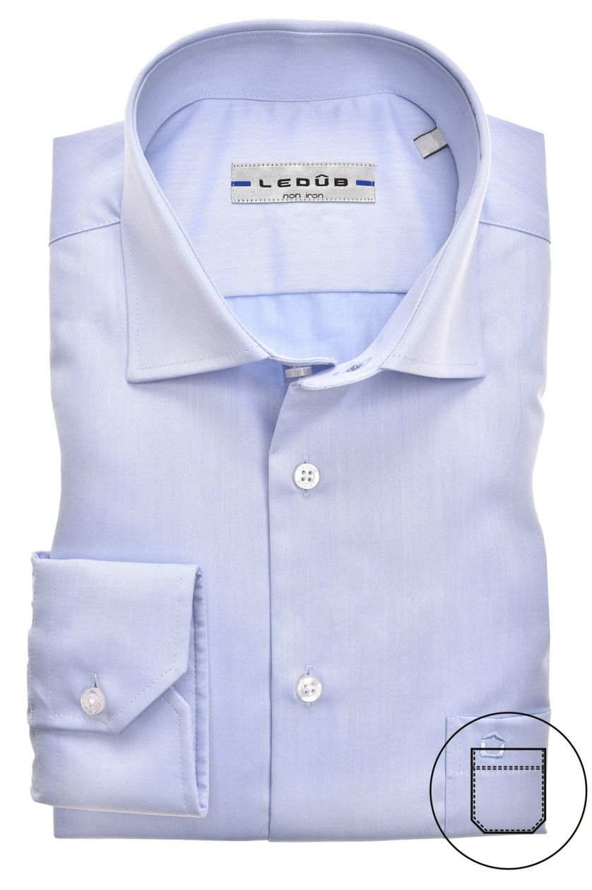 Overhemd Ledub blauw Regular Fit strijkvrij