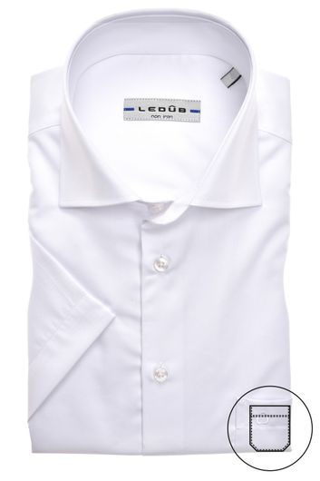 Ledub overhemd korte mouw wit Modern Fit met borstzak