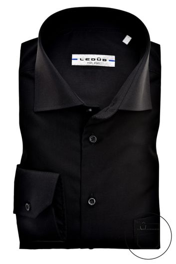 Ledub overhemd Modern Fit zwart met borstzak