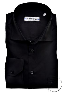 Ledub Overhemd Ledub mouwlengte 7 zwart Modern Fit