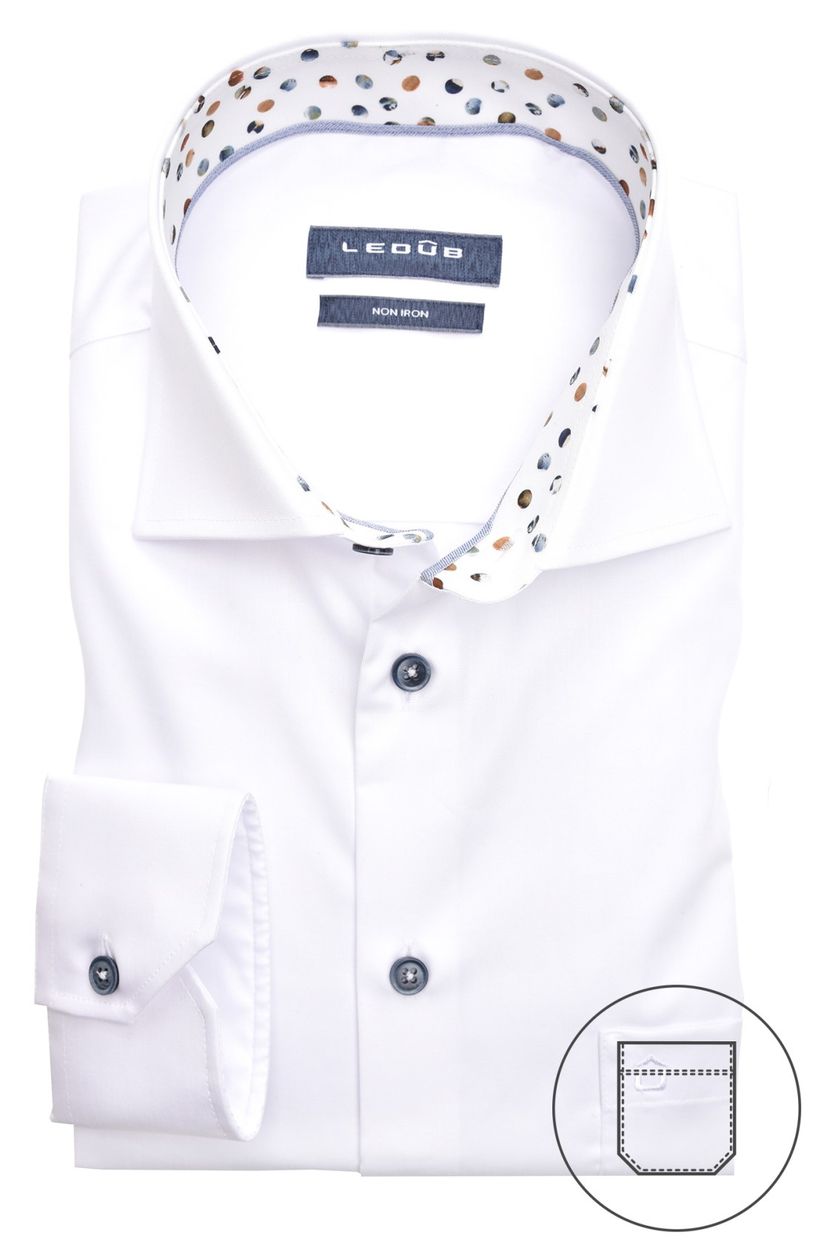 Overhemd Ledub wit strijkvrij Modern Fit